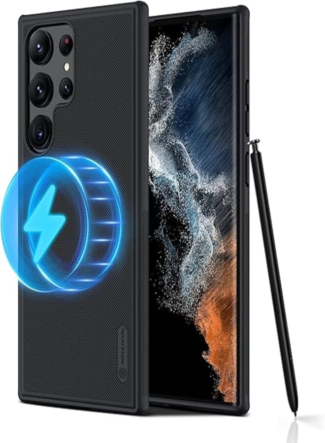Nillkin S23 Ultra Magsafe Case 6.8 Frosted Shield Galaxy S23 Ultra Magnetic Case Matte Rugged Shockproof Tough case for Samsung Galaxy S23 Ultra 5G - Black